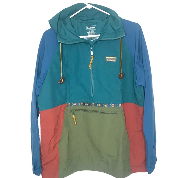 L.L.Bean Colorblock Mountain Classic Anorak Pullover Hoodie - Picture 1 of 12
